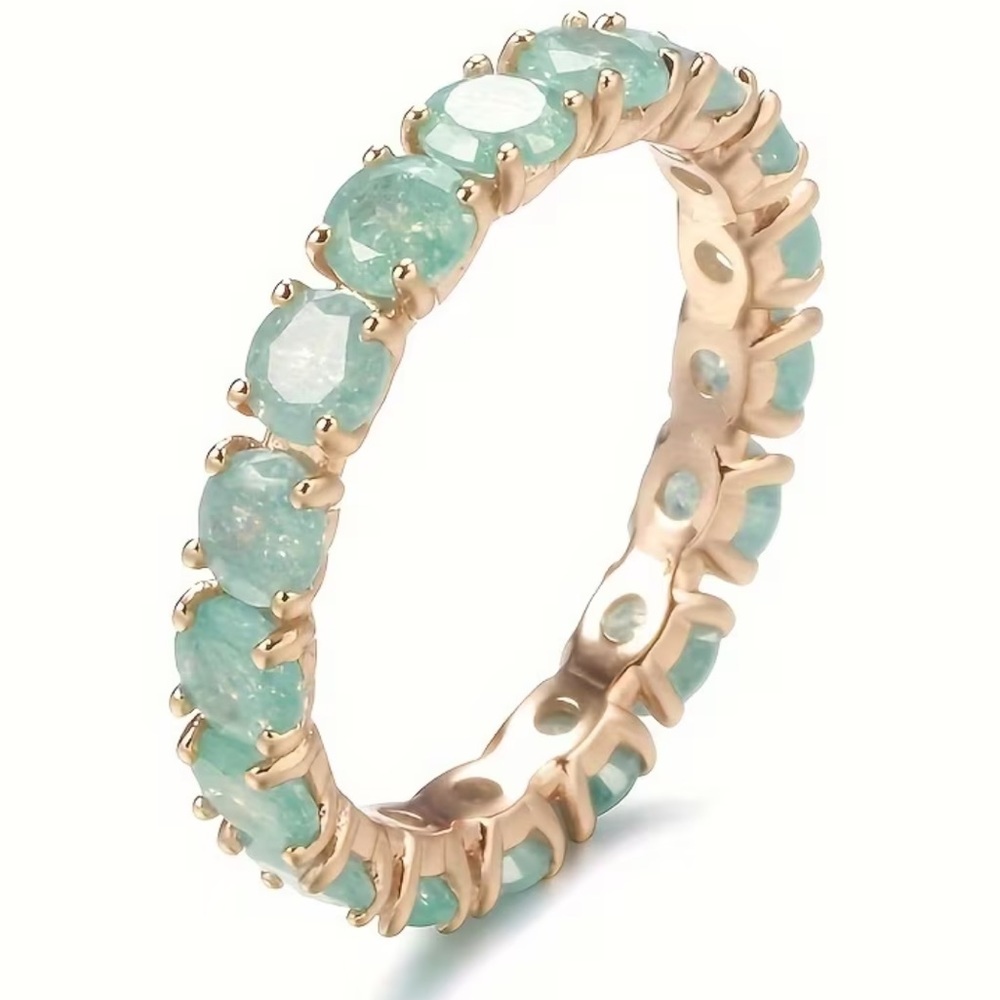 🆕Green Sapphire Gold Plated Band Ring Size 7